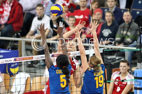  04.01.2014 LODZ ATLAS ARENA<br />SIATKOWKA KOBIET<br />KWALIFIKACJE DO MISTRZOSTW SWIATA 2014<br />2014 FIVB WORLD CHAMPIONSHIP - EUROPEAN QUALIFICATION WOMEN <br />MECZ POLSKA - HISZPANIA ( POLAND - SPAIN )<br />N/Z MALGORZATA GLINKA - MOGENTALE MILAGROS COLLAR SILVIA BEDMAR <br /> 