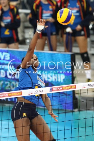  04.01.2014 LODZ ATLAS ARENA<br />SIATKOWKA KOBIET<br />KWALIFIKACJE DO MISTRZOSTW SWIATA 2014<br />2014 FIVB WORLD CHAMPIONSHIP - EUROPEAN QUALIFICATION WOMEN <br />MECZ POLSKA - HISZPANIA ( POLAND - SPAIN )<br />N/Z JESSICA RIVERO SYLWETKA <br /> 