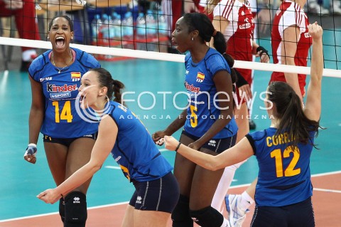  04.01.2014 LODZ ATLAS ARENA<br />SIATKOWKA KOBIET<br />KWALIFIKACJE DO MISTRZOSTW SWIATA 2014<br />2014 FIVB WORLD CHAMPIONSHIP - EUROPEAN QUALIFICATION WOMEN <br />MECZ POLSKA - HISZPANIA ( POLAND - SPAIN )<br />N/Z JESSICA RIVERO MILAGROS COLLAR JOSE CORRAL M. ANA BELEN PEREZ FERNANDEZ RADOSC EMOCJE <br /> 