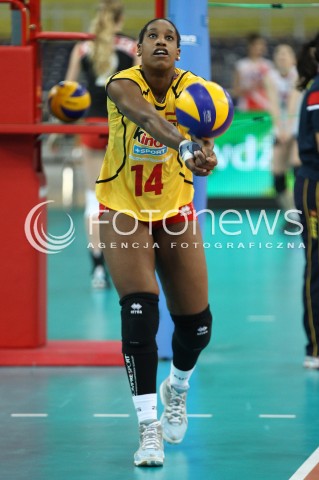  05.01.2014 LODZ ATLAS ARENA<br />SIATKOWKA KOBIET<br />KWALIFIKACJE DO MISTRZOSTW SWIATA 2014<br />2014 FIVB WORLD CHAMPIONSHIP - EUROPEAN QUALIFICATION WOMEN <br />MECZ SZWAJCARIA - HISZPANIA ( SWITZERLAND - SPAIN )<br />N/Z JESSICA RIVERO SYLWETKA <br /> 