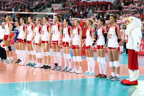  05.01.2014 LODZ ATLAS ARENA<br />SIATKOWKA KOBIET<br />KWALIFIKACJE DO MISTRZOSTW SWIATA 2014<br />2014 FIVB WORLD CHAMPIONSHIP - EUROPEAN QUALIFICATION WOMEN <br />MECZ POLSKA - BELGIA ( POLAND - BELGIUM )<br />N/Z REPREZENTACJA POLSKI ORZEL KATARZYNA SKOWRONSKA - DOLATA KLAUDIA KACZOROWSKA ANNA WERBLINSKA JOANNA WOLOSZ KATARZYNA MROCZKOWSKA MAJA TOKARSKA IZABELA KOWALINSKA ELEONORA DZIEKIEWICZ KATARZYNA GAJGAL - ANIOL IZABELA BELCIK MARIOLA ZENIK MALGORZATA GLINKA - MOGENTALE <br /> 