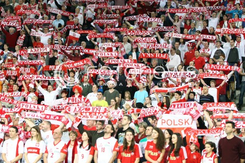  05.01.2014 LODZ ATLAS ARENA<br />SIATKOWKA KOBIET<br />KWALIFIKACJE DO MISTRZOSTW SWIATA 2014<br />2014 FIVB WORLD CHAMPIONSHIP - EUROPEAN QUALIFICATION WOMEN <br />MECZ POLSKA - BELGIA ( POLAND - BELGIUM )<br />N/Z KIBICE DOPING OPRAWA FLAGI<br /> 