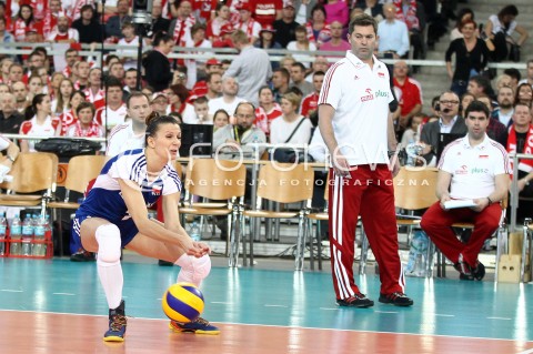  05.01.2014 LODZ ATLAS ARENA<br />SIATKOWKA KOBIET<br />KWALIFIKACJE DO MISTRZOSTW SWIATA 2014<br />2014 FIVB WORLD CHAMPIONSHIP - EUROPEAN QUALIFICATION WOMEN <br />MECZ POLSKA - BELGIA ( POLAND - BELGIUM )<br />N/Z MARIOLA ZENIK PIOTR MAKOWSKI TRENER ( HEAD COACH ) <br /> 
