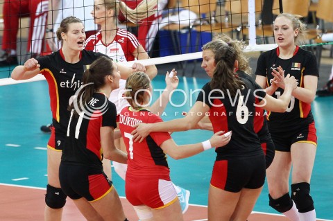 05.01.2014 LODZ ATLAS ARENA<br />SIATKOWKA KOBIET<br />KWALIFIKACJE DO MISTRZOSTW SWIATA 2014<br />2014 FIVB WORLD CHAMPIONSHIP - EUROPEAN QUALIFICATION WOMEN <br />MECZ POLSKA - BELGIA ( POLAND - BELGIUM )<br />N/Z FREYA AELBRECHT LISE VAN HECKE CHARLOTTE LEYS VALERIE COURTOIS RADOSC EMOCJE <br /> 