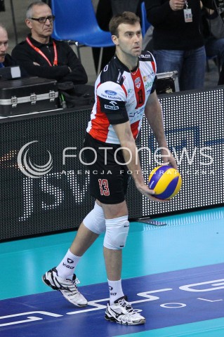  08.01.2014 RZESZOW <br />SIATKOWKA PLUS LIGA 2013/2014 MEN VOLLEYBALL POLAND POLISH PLUSLIGA LEAGUE SEASON 2013/2014 <br />MECZ ASSECO RESOVIA RZESZOW - JASTRZEBSKI WEGIEL <br />N/Z PETER VERES SYLWETKA <br /> 