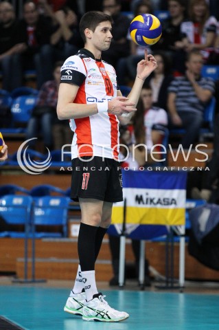  08.01.2014 RZESZOW <br />SIATKOWKA PLUS LIGA 2013/2014 MEN VOLLEYBALL POLAND POLISH PLUSLIGA LEAGUE SEASON 2013/2014 <br />MECZ ASSECO RESOVIA RZESZOW - JASTRZEBSKI WEGIEL <br />N/Z NIKOLAY PENCHEV PENCZEV SYLWETKA ROLLING FINGER<br /> 