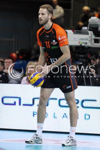  08.01.2014 RZESZOW <br />SIATKOWKA PLUS LIGA 2013/2014 MEN VOLLEYBALL POLAND POLISH PLUSLIGA LEAGUE SEASON 2013/2014 <br />MECZ ASSECO RESOVIA RZESZOW - JASTRZEBSKI WEGIEL <br />N/Z THOMAS JARMOC SYLWETKA <br /> 