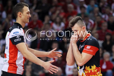 08.01.2014 RZESZOW <br />SIATKOWKA PLUS LIGA 2013/2014 MEN VOLLEYBALL POLAND POLISH PLUSLIGA LEAGUE SEASON 2013/2014 <br />MECZ ASSECO RESOVIA RZESZOW - JASTRZEBSKI WEGIEL <br />N/Z KRZYSZTOF IGNACZAK PAUL LOTMAN ZLOSC EMOCJE<br /> 