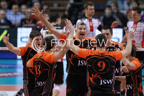  08.01.2014 RZESZOW <br />SIATKOWKA PLUS LIGA 2013/2014 MEN VOLLEYBALL POLAND POLISH PLUSLIGA LEAGUE SEASON 2013/2014 <br />MECZ ASSECO RESOVIA RZESZOW - JASTRZEBSKI WEGIEL <br />N/Z ROB BONTJE KRZYSZTOF GIERCZYNSKI RADOSC EMOCJE <br /> 
