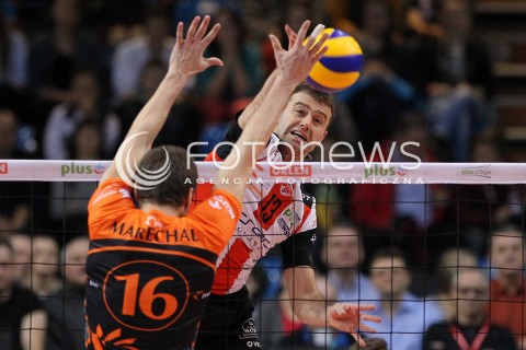  08.01.2014 RZESZOW <br />SIATKOWKA PLUS LIGA 2013/2014 MEN VOLLEYBALL POLAND POLISH PLUSLIGA LEAGUE SEASON 2013/2014 <br />MECZ ASSECO RESOVIA RZESZOW - JASTRZEBSKI WEGIEL <br />N/Z PETER VERES NICOLAS MARECHAL <br /> 
