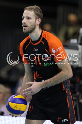  08.01.2014 RZESZOW <br />SIATKOWKA PLUS LIGA 2013/2014 MEN VOLLEYBALL POLAND POLISH PLUSLIGA LEAGUE SEASON 2013/2014 <br />MECZ ASSECO RESOVIA RZESZOW - JASTRZEBSKI WEGIEL <br />N/Z THOMAS JARMOC SYLWETKA <br /> 