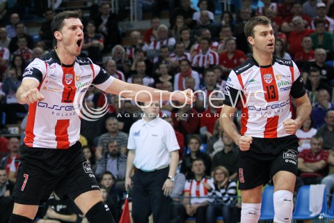  08.01.2014 RZESZOW <br />SIATKOWKA PLUS LIGA 2013/2014 MEN VOLLEYBALL POLAND POLISH PLUSLIGA LEAGUE SEASON 2013/2014 <br />MECZ ASSECO RESOVIA RZESZOW - JASTRZEBSKI WEGIEL <br />N/Z ALEH ACHREM OLIEG AKHREM PETER VERES RADOSC EMOCJE <br /> 
