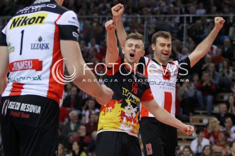  08.01.2014 RZESZOW <br />SIATKOWKA PLUS LIGA 2013/2014 MEN VOLLEYBALL POLAND POLISH PLUSLIGA LEAGUE SEASON 2013/2014 <br />MECZ ASSECO RESOVIA RZESZOW - JASTRZEBSKI WEGIEL <br />N/Z KRZYSZTOF IGNACZAK PETER VERES RADOSC EMOCJE <br /> 