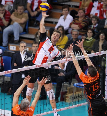  08.01.2014 RZESZOW <br />SIATKOWKA PLUS LIGA 2013/2014 MEN VOLLEYBALL POLAND POLISH PLUSLIGA LEAGUE SEASON 2013/2014 <br />MECZ ASSECO RESOVIA RZESZOW - JASTRZEBSKI WEGIEL <br />N/Z PETER VERES DMYTRO FILIPPOV ROB BONTJE<br /> 
