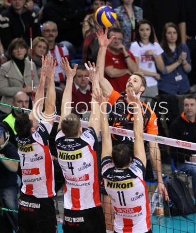  08.01.2014 RZESZOW <br />SIATKOWKA PLUS LIGA 2013/2014 MEN VOLLEYBALL POLAND POLISH PLUSLIGA LEAGUE SEASON 2013/2014 <br />MECZ ASSECO RESOVIA RZESZOW - JASTRZEBSKI WEGIEL <br />N/Z THOMAS JARMOC OLIEG ACHREM PIOTR NOWAKOWSKI FABIAN DRZYZGA <br /> 