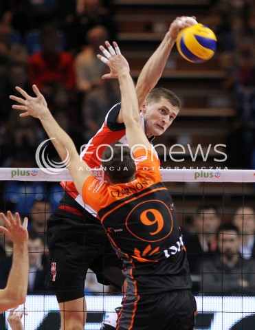  08.01.2014 RZESZOW <br />SIATKOWKA PLUS LIGA 2013/2014 MEN VOLLEYBALL POLAND POLISH PLUSLIGA LEAGUE SEASON 2013/2014 <br />MECZ ASSECO RESOVIA RZESZOW - JASTRZEBSKI WEGIEL <br />N/Z PIOTR NOWAKOWSKI PATRYK CZARNOWSKI <br /> 