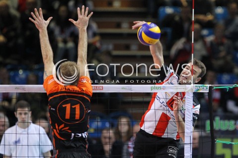  08.01.2014 RZESZOW <br />SIATKOWKA PLUS LIGA 2013/2014 MEN VOLLEYBALL POLAND POLISH PLUSLIGA LEAGUE SEASON 2013/2014 <br />MECZ ASSECO RESOVIA RZESZOW - JASTRZEBSKI WEGIEL <br />N/Z PETER VERES THOMAS JARMOC <br /> 
