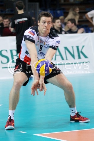  14.01.2014 RZESZOW POLAND <br />SIATKOWKA LIGA MISTRZOW MEN CEV VOLLEYBALL CHAMPIONS LEAGUE 2013/2014 MATCH<br />ASSECO RESOVIA -  KNACK ROESELARE <br />N/Z JOCHEN SCHOPS SYLWETKA <br /> 