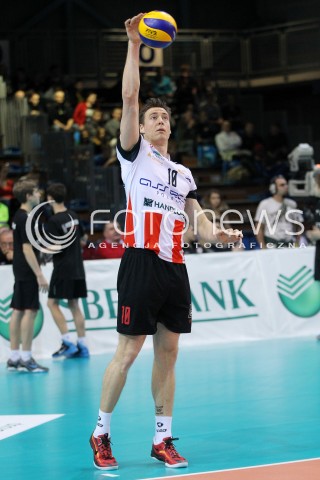  14.01.2014 RZESZOW POLAND <br />SIATKOWKA LIGA MISTRZOW MEN CEV VOLLEYBALL CHAMPIONS LEAGUE 2013/2014 MATCH<br />ASSECO RESOVIA -  KNACK ROESELARE <br />N/Z JOCHEN SCHOPS SYLWETKA <br /> 