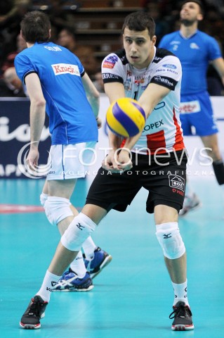  14.01.2014 RZESZOW POLAND <br />SIATKOWKA LIGA MISTRZOW MEN CEV VOLLEYBALL CHAMPIONS LEAGUE 2013/2014 MATCH<br />ASSECO RESOVIA -  KNACK ROESELARE <br />N/Z FABIAN DRZYZGA SYLWETKA <br /> 