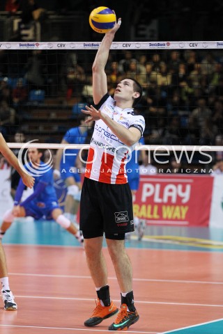  14.01.2014 RZESZOW POLAND <br />SIATKOWKA LIGA MISTRZOW MEN CEV VOLLEYBALL CHAMPIONS LEAGUE 2013/2014 MATCH<br />ASSECO RESOVIA -  KNACK ROESELARE <br />N/Z DAWID KONARSKI SYLWETKA <br /> 