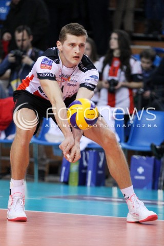  14.01.2014 RZESZOW POLAND <br />SIATKOWKA LIGA MISTRZOW MEN CEV VOLLEYBALL CHAMPIONS LEAGUE 2013/2014 MATCH<br />ASSECO RESOVIA -  KNACK ROESELARE <br />N/Z PIOTR NOWAKOWSKI SYLWETKA <br /> 