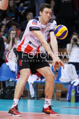  14.01.2014 RZESZOW POLAND <br />SIATKOWKA LIGA MISTRZOW MEN CEV VOLLEYBALL CHAMPIONS LEAGUE 2013/2014 MATCH<br />ASSECO RESOVIA -  KNACK ROESELARE <br />N/Z JOCHEN SCHOPS SYLWETKA <br /> 