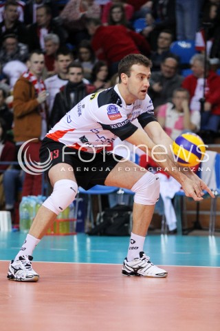 14.01.2014 RZESZOW POLAND <br />SIATKOWKA LIGA MISTRZOW MEN CEV VOLLEYBALL CHAMPIONS LEAGUE 2013/2014 MATCH<br />ASSECO RESOVIA -  KNACK ROESELARE <br />N/Z PETER VERES SYLWETKA <br /> 