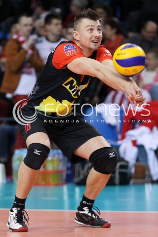  14.01.2014 RZESZOW POLAND <br />SIATKOWKA LIGA MISTRZOW MEN CEV VOLLEYBALL CHAMPIONS LEAGUE 2013/2014 MATCH<br />ASSECO RESOVIA -  KNACK ROESELARE <br />N/Z KRZYSZTOF IGNACZAK SYLWETKA <br /> 
