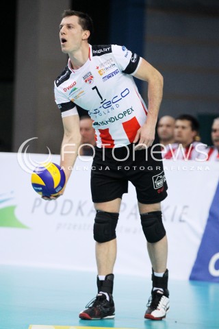  14.01.2014 RZESZOW POLAND <br />SIATKOWKA LIGA MISTRZOW MEN CEV VOLLEYBALL CHAMPIONS LEAGUE 2013/2014 MATCH<br />ASSECO RESOVIA -  KNACK ROESELARE <br />N/Z ALEH ACHREM OLIEG AKHREM SYLWETKA <br /> 