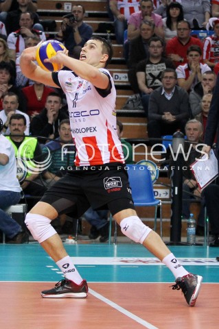  14.01.2014 RZESZOW POLAND <br />SIATKOWKA LIGA MISTRZOW MEN CEV VOLLEYBALL CHAMPIONS LEAGUE 2013/2014 MATCH<br />ASSECO RESOVIA -  KNACK ROESELARE <br />N/Z FABIAN DRZYZGA SYLWETKA <br /> 