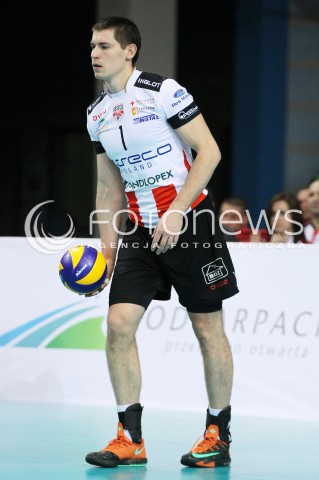 14.01.2014 RZESZOW POLAND <br />SIATKOWKA LIGA MISTRZOW MEN CEV VOLLEYBALL CHAMPIONS LEAGUE 2013/2014 MATCH<br />ASSECO RESOVIA -  KNACK ROESELARE <br />N/Z DAWID KONARSKI SYLWETKA <br /> 