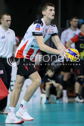  14.01.2014 RZESZOW POLAND <br />SIATKOWKA LIGA MISTRZOW MEN CEV VOLLEYBALL CHAMPIONS LEAGUE 2013/2014 MATCH<br />ASSECO RESOVIA -  KNACK ROESELARE <br />N/Z PIOTR NOWAKOWSKI SYLWETKA <br /> 