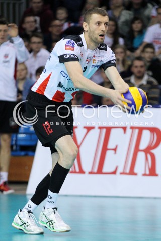  14.01.2014 RZESZOW POLAND <br />SIATKOWKA LIGA MISTRZOW MEN CEV VOLLEYBALL CHAMPIONS LEAGUE 2013/2014 MATCH<br />ASSECO RESOVIA -  KNACK ROESELARE <br />N/Z LUKASZ PERLOWSKI SYLWETKA <br /> 