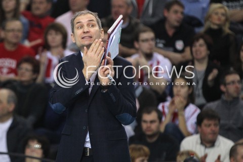  14.01.2014 RZESZOW POLAND <br />SIATKOWKA LIGA MISTRZOW MEN CEV VOLLEYBALL CHAMPIONS LEAGUE 2013/2014 MATCH<br />ASSECO RESOVIA -  KNACK ROESELARE <br />N/Z ANDRZEJ KOWAL TRENER ( HEAD COACH ) <br /> 