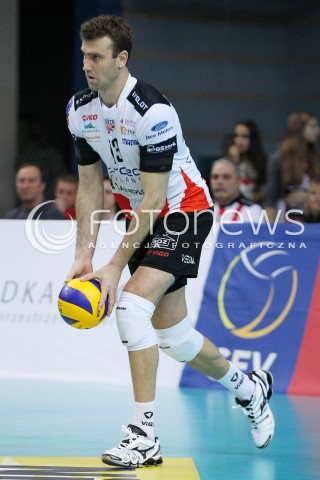  14.01.2014 RZESZOW POLAND <br />SIATKOWKA LIGA MISTRZOW MEN CEV VOLLEYBALL CHAMPIONS LEAGUE 2013/2014 MATCH<br />ASSECO RESOVIA -  KNACK ROESELARE <br />N/Z PETER VERES SYLWETKA <br /> 
