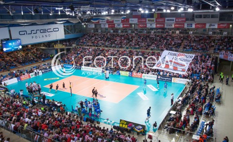  14.01.2014 RZESZOW POLAND <br />SIATKOWKA LIGA MISTRZOW MEN CEV VOLLEYBALL CHAMPIONS LEAGUE 2013/2014 MATCH<br />ASSECO RESOVIA -  KNACK ROESELARE <br />N/Z HALA PODPROMIE WIDOK VIEW TWIERDZA RZESZOW BANER SEKTOROWSKA TWIERRDZA RZESZOW ( REMOTE CAMERA ) <br /> 