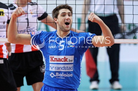  14.01.2014 RZESZOW POLAND <br />SIATKOWKA LIGA MISTRZOW MEN CEV VOLLEYBALL CHAMPIONS LEAGUE 2013/2014 MATCH<br />ASSECO RESOVIA -  KNACK ROESELARE <br />N/Z PIETER COOLMAN SYLWETKA RADOSC EMOCJE <br /> 