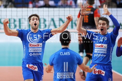  14.01.2014 RZESZOW POLAND <br />SIATKOWKA LIGA MISTRZOW MEN CEV VOLLEYBALL CHAMPIONS LEAGUE 2013/2014 MATCH<br />ASSECO RESOVIA -  KNACK ROESELARE <br />N/Z PIETER COOLMAN EEMI TERVAPORTTI GERTJAN CLAES RADOSC EMOCJE <br /> 