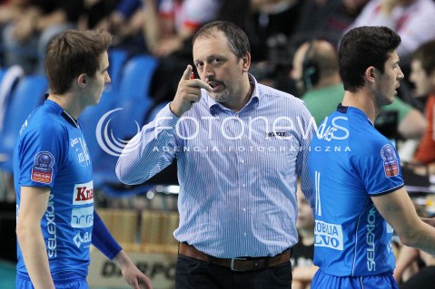  14.01.2014 RZESZOW POLAND <br />SIATKOWKA LIGA MISTRZOW MEN CEV VOLLEYBALL CHAMPIONS LEAGUE 2013/2014 MATCH<br />ASSECO RESOVIA -  KNACK ROESELARE <br />N/Z EMILE ROUSSEAUX TRENER ( HEAD COACH ) <br /> 