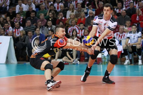  14.01.2014 RZESZOW POLAND <br />SIATKOWKA LIGA MISTRZOW MEN CEV VOLLEYBALL CHAMPIONS LEAGUE 2013/2014 MATCH<br />ASSECO RESOVIA -  KNACK ROESELARE <br />N/Z KRZYSZTOF IGNACZAK OLIEG ACHREM <br /> 