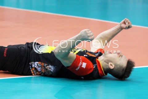  14.01.2014 RZESZOW POLAND <br />SIATKOWKA LIGA MISTRZOW MEN CEV VOLLEYBALL CHAMPIONS LEAGUE 2013/2014 MATCH<br />ASSECO RESOVIA -  KNACK ROESELARE <br />N/Z KRZYSZTOF IGNACZAK RADOSC EMOCJE <br /> 