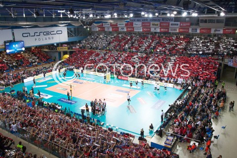  18.01.2014 RZESZOW <br />SIATKOWKA PLUS LIGA 2013/2014 MEN VOLLEYBALL POLAND POLISH PLUSLIGA LEAGUE SEASON 2013/2014 <br />MECZ ASSECO RESOVIA RZESZOW - PGE SKRA BELCHATOW <br />N/Z HALA PODPROMIE WIDOK VIEW NAPIS MISTRZ POLSKI OPRAWA KIBICE DOPING ( REMOTE CAMERA ) <br /> 