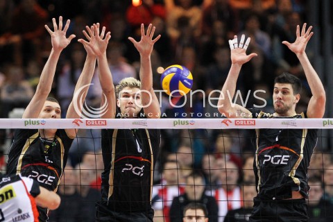  18.01.2014 RZESZOW <br />SIATKOWKA PLUS LIGA 2013/2014 MEN VOLLEYBALL POLAND POLISH PLUSLIGA LEAGUE SEASON 2013/2014 <br />MECZ ASSECO RESOVIA RZESZOW - PGE SKRA BELCHATOW <br />N/Z JEDRZEJ MACKOWIAK KAROL KLOS FACUNDO CONTE <br /> 