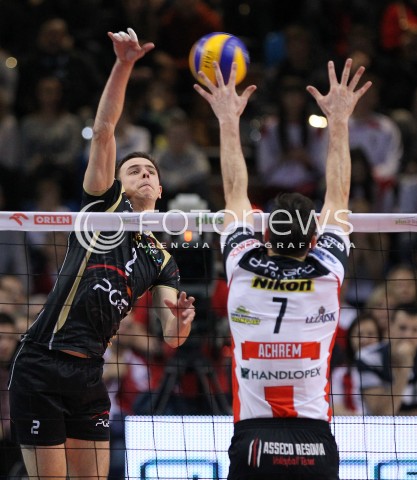  18.01.2014 RZESZOW <br />SIATKOWKA PLUS LIGA 2013/2014 MEN VOLLEYBALL POLAND POLISH PLUSLIGA LEAGUE SEASON 2013/2014 <br />MECZ ASSECO RESOVIA RZESZOW - PGE SKRA BELCHATOW <br />N/Z MARIUSZ WLAZLY OLIEG ACHREM <br /> 