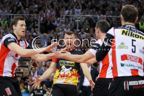  18.01.2014 RZESZOW <br />SIATKOWKA PLUS LIGA 2013/2014 MEN VOLLEYBALL POLAND POLISH PLUSLIGA LEAGUE SEASON 2013/2014 <br />MECZ ASSECO RESOVIA RZESZOW - PGE SKRA BELCHATOW <br />N/Z KRZYSZTOF IGNACZAK JOCHEN SCHOPS RADOSC EMOCJE <br /> 