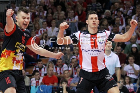  18.01.2014 RZESZOW <br />SIATKOWKA PLUS LIGA 2013/2014 MEN VOLLEYBALL POLAND POLISH PLUSLIGA LEAGUE SEASON 2013/2014 <br />MECZ ASSECO RESOVIA RZESZOW - PGE SKRA BELCHATOW <br />N/Z  OLIEG ACHREM KRZYSZTOF IGNACZAK RADOSC EMOCJE <br /> 