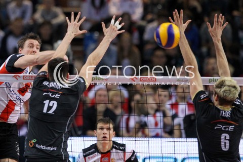  18.01.2014 RZESZOW <br />SIATKOWKA PLUS LIGA 2013/2014 MEN VOLLEYBALL POLAND POLISH PLUSLIGA LEAGUE SEASON 2013/2014 <br />MECZ ASSECO RESOVIA RZESZOW - PGE SKRA BELCHATOW <br />N/Z JOCHEN SCHOPS WOJCIECH WLODARCZYK KAROL KLOS <br /> 