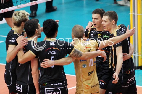 18.01.2014 RZESZOW <br />SIATKOWKA PLUS LIGA 2013/2014 MEN VOLLEYBALL POLAND POLISH PLUSLIGA LEAGUE SEASON 2013/2014 <br />MECZ ASSECO RESOVIA RZESZOW - PGE SKRA BELCHATOW <br />N/Z MARIUSZ WLAZLY ALEKSA BRDJOVIC RADOSC EMOCJE <br /> 