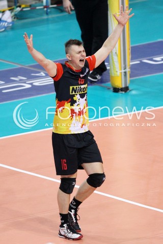  18.01.2014 RZESZOW <br />SIATKOWKA PLUS LIGA 2013/2014 MEN VOLLEYBALL POLAND POLISH PLUSLIGA LEAGUE SEASON 2013/2014 <br />MECZ ASSECO RESOVIA RZESZOW - PGE SKRA BELCHATOW <br />N/Z KRZYSZTOF IGNACZAK SYLWETKA RADOSC EMOCJE <br /> 